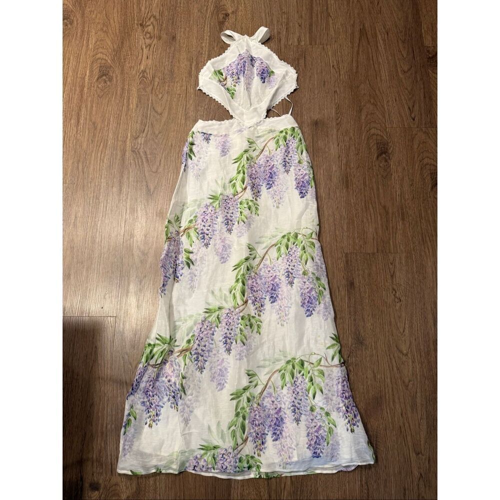 Sonya Moda Wisteria Floral Halter Maxi Dress Summer Vacation Resort size S NWT - Picture 2 of 5